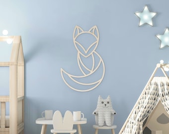 Renard en bois A / Décoration murale / Chambre enfant et bébé
