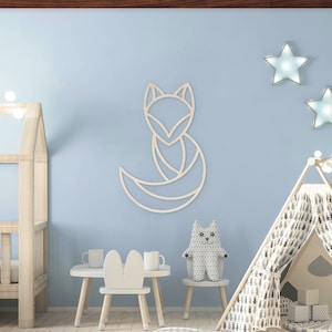 Renard en bois A / Décoration murale / Chambre enfant et bébé