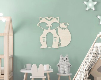 Renard en bois C / Décoration murale / Chambre enfant et bébé