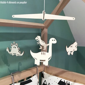 Mobile en bois Dinosaure A / Décoration chambre enfant & bébé Mobile 4 éléments