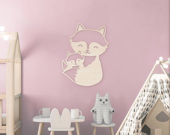 Renard en bois B / Décoration murale / Chambre enfant et bébé
