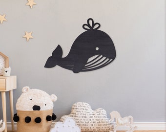 Baleine en bois B / Décoration murale / Chambre enfant et bébé