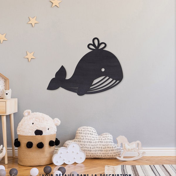 Baleine en bois B / Décoration murale / Chambre enfant et bébé