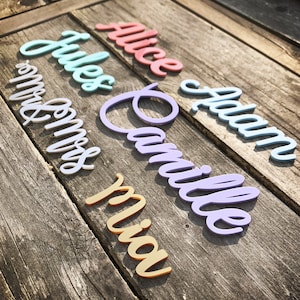 Nombre acrílico / Talla S / 25 colores / 12 tipografías / Oro, plata, purpurina, rosa, azul / Decoración habitación infantil / Boda