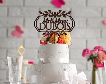 Cake Topper Mr & Mme A en bois / Mariage / Décoration gâteau