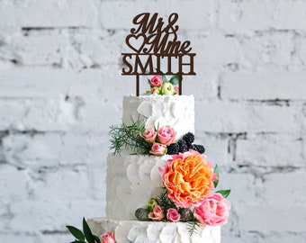 Cake Topper Mr & Mrs B en madera / Boda / Decoración tartas