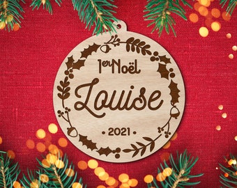 Customizable Wooden Christmas Ball / Christmas First #1