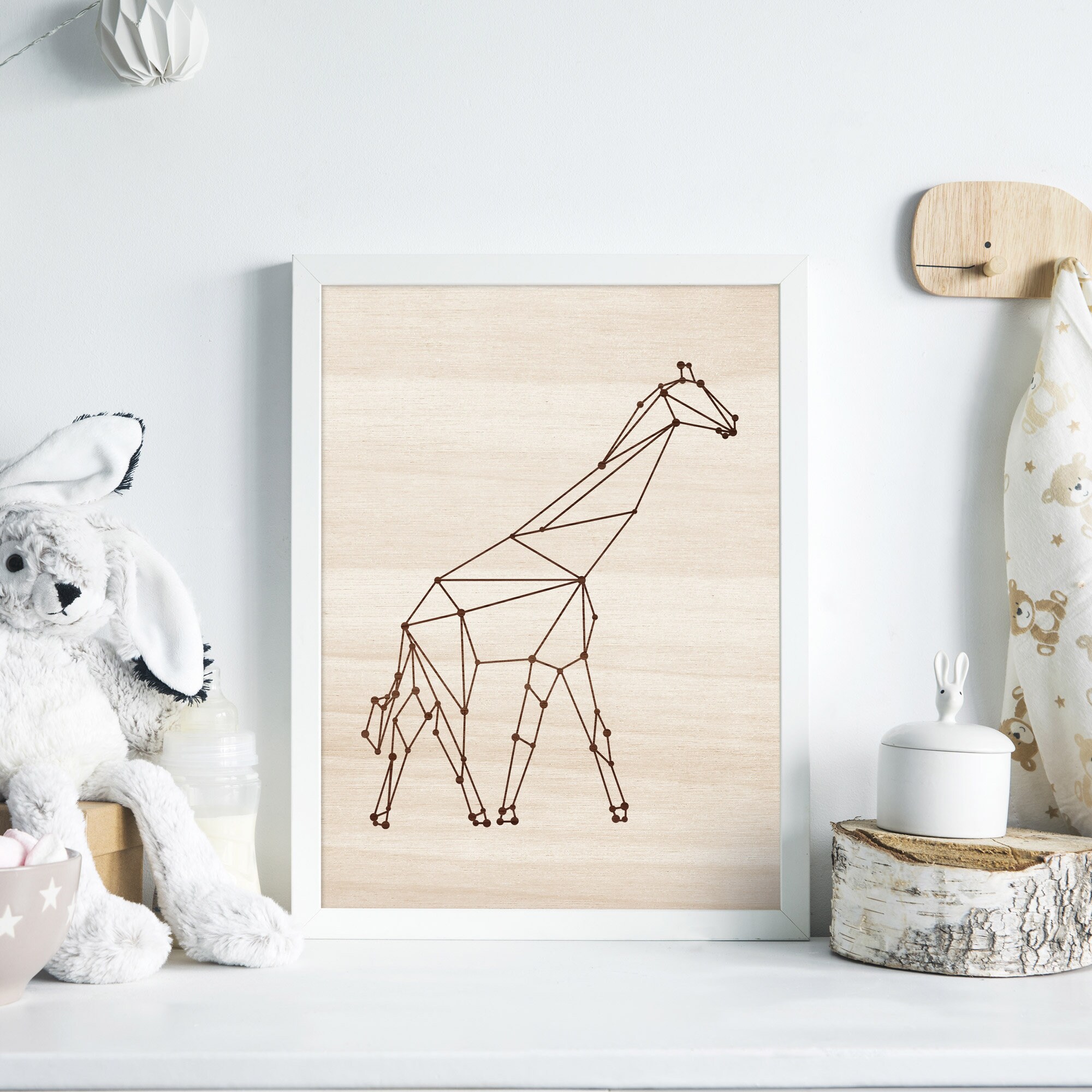 Tableaux en Bois Girafe et Eléphant/Gravure sur Décoration Chambre Bébé Enfant