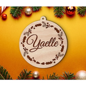 Personalized wooden Christmas ball #3