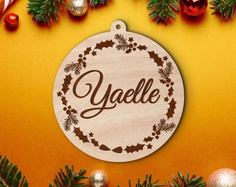 Personalized wooden Christmas ball #3
