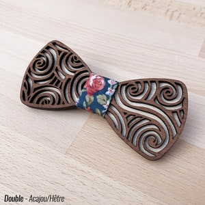 VORTEX wooden butterfly knot / 15 fabric patterns / 7 wood finishes