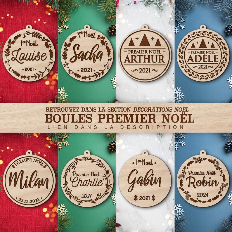 Boule de Noël en bois personnalisable / Premier Noël 4 image 3