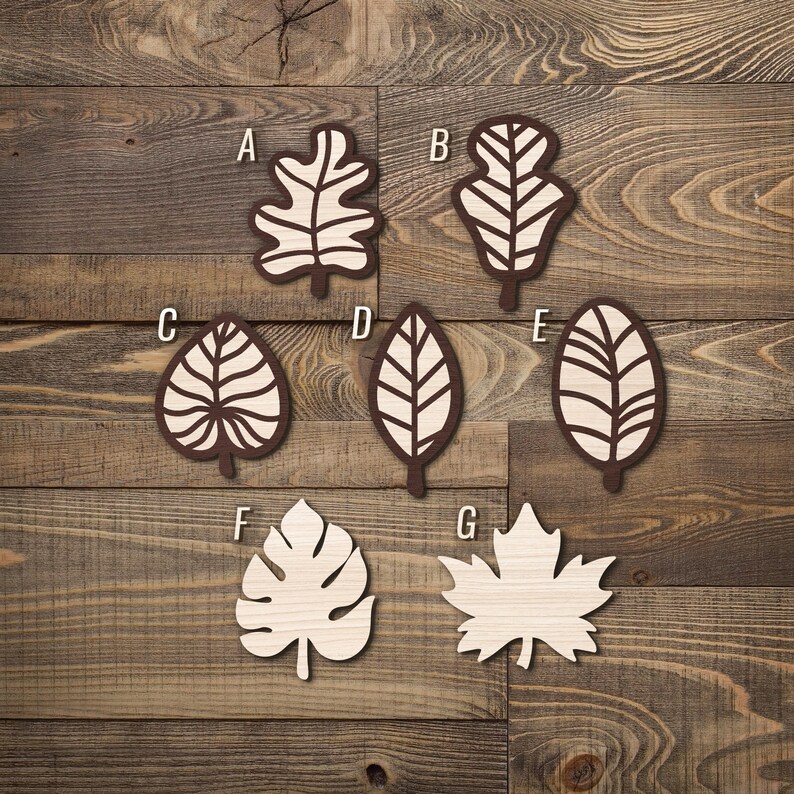 Flower Wood Leaf Theme Badge Engraved wood pin/'s Nature Leaf Tree