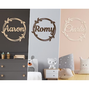 Wooden crown C / Personalized decoration / Floral crown with first name