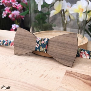 HERMAN wooden bow tie / 6 wood finishes / 15 fabric patterns / Customizable men's accessory / Wedding / Costume