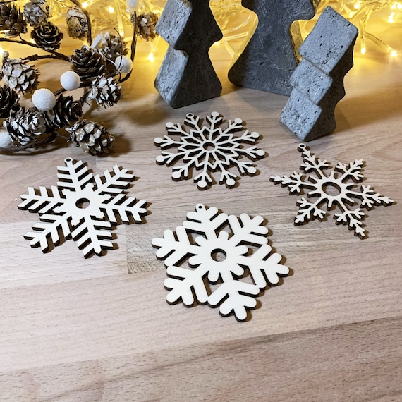 Wooden Snowflakes / Christmas Tree Decorations / Poplar Wood Christmas  Flake 
