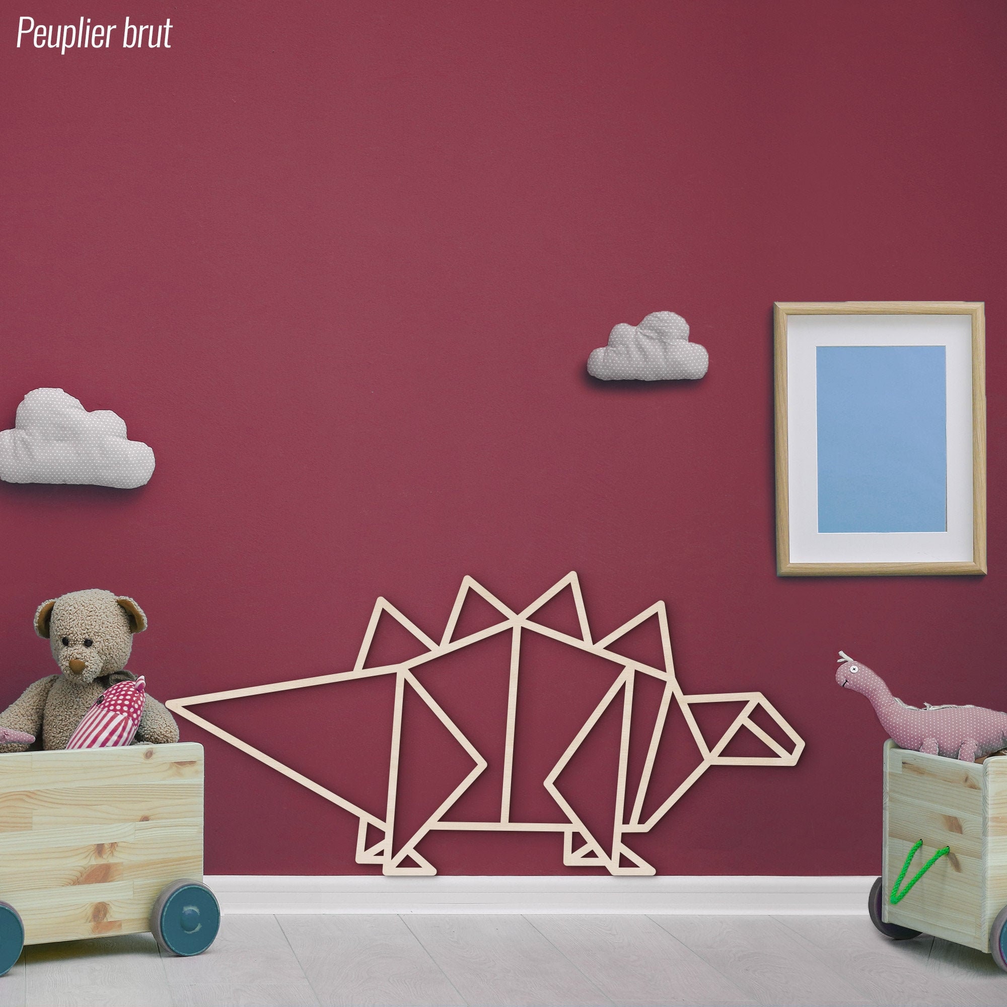stégosaure en Bois/Décoration Murale Chambre Enfant et Bébé Dinosaure