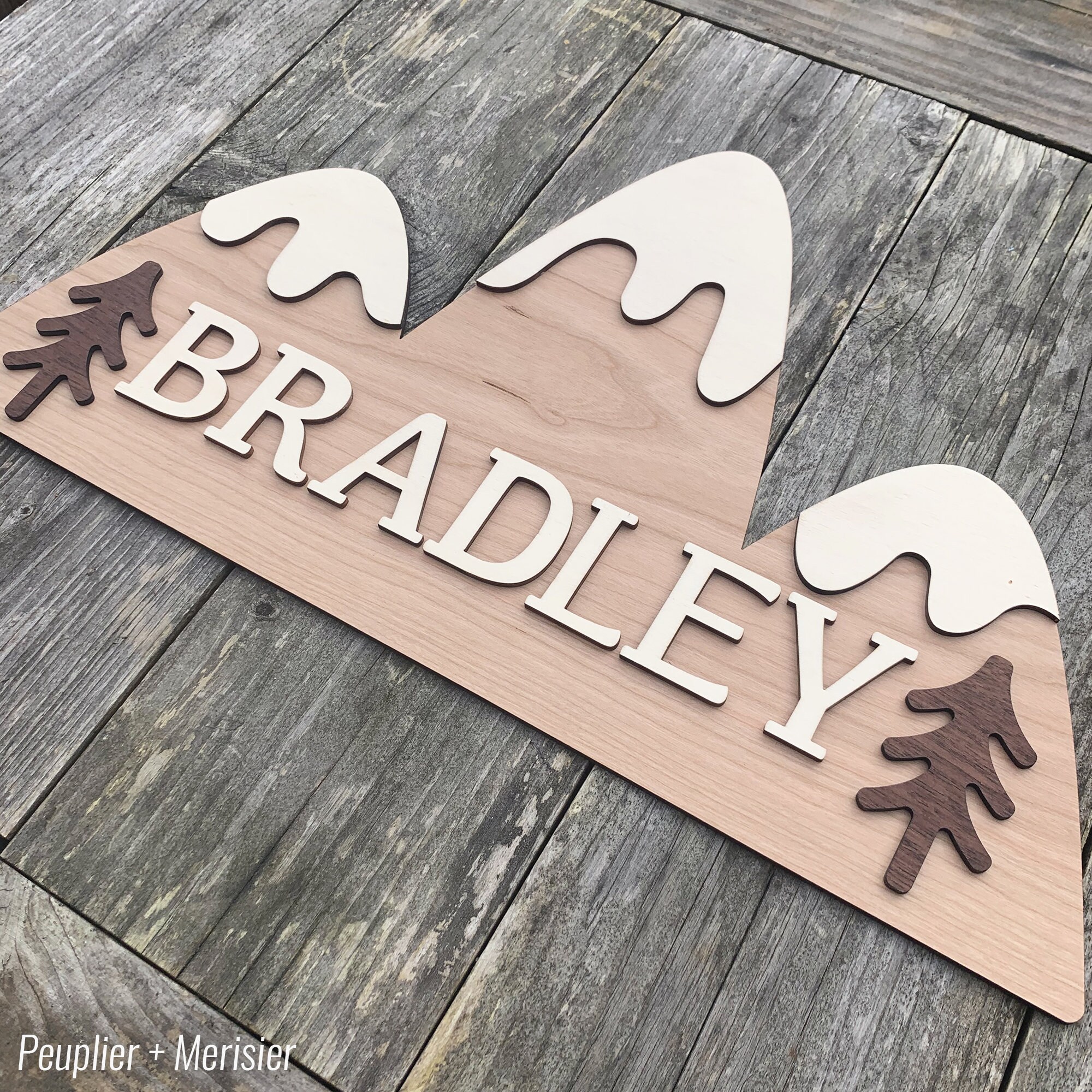 Collines avec Prénom en Bois/Décoration Personnalisée Chambre Enfant et Bébé