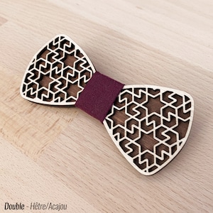 STARS wooden bow tie / 15 fabric patterns / 7 wood finishes