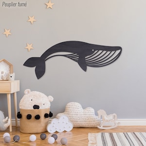 Wooden whale B / Wall decoration / Children's and baby's room