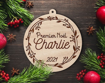 Customizable Wooden Christmas Ball / First Christmas #6