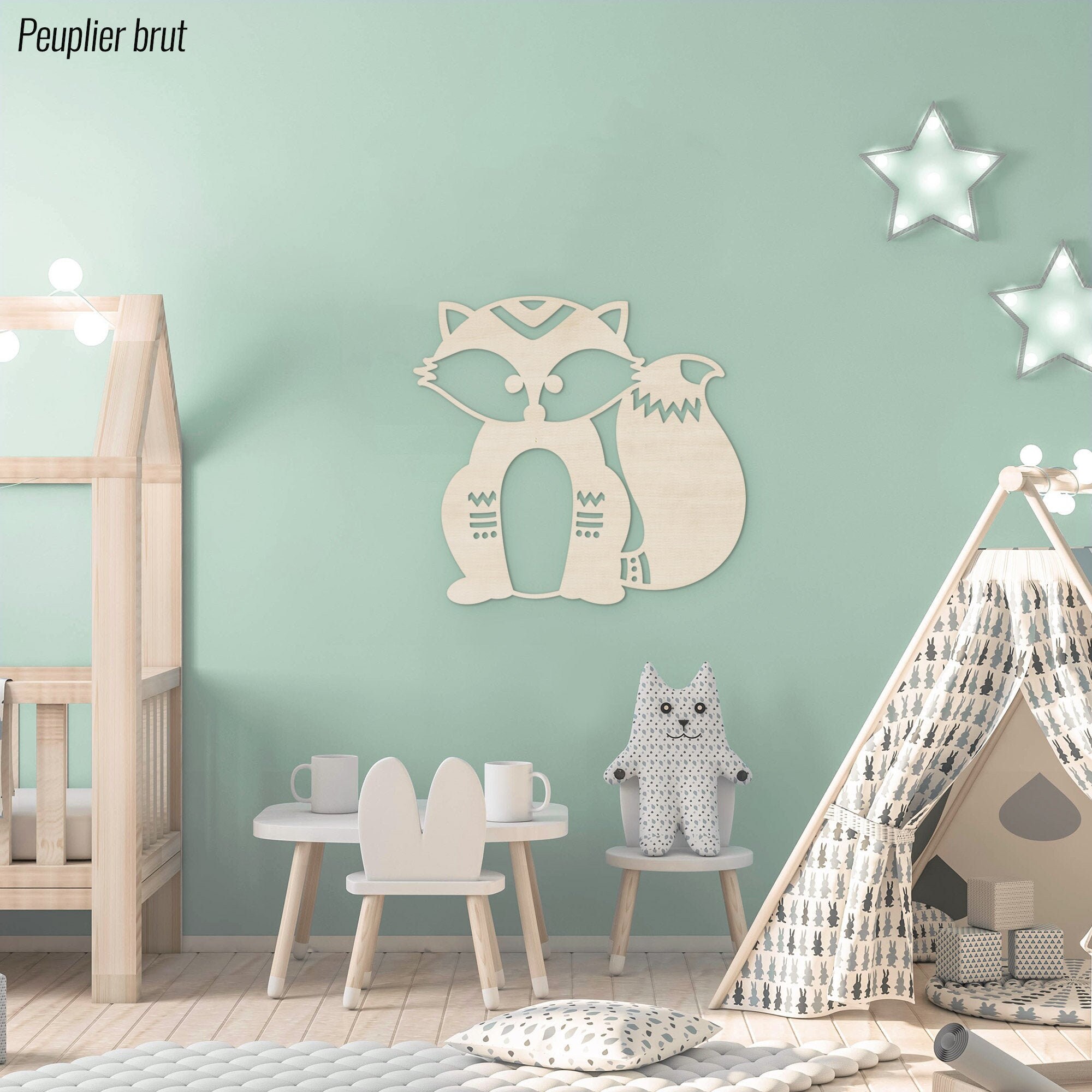 Renard en Bois C/Décoration Murale Chambre Enfant et Bébé
