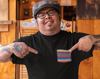 American Serape Mexican Blanket Fake Pocket Design Gift Shirt For Cinco De Mayo - Eco Friendly Tee - Unique Design