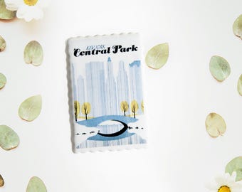 Central Park New York Magnet - Fridge Souvenir NYC Travel Gift - Handmade NYC Gift Idea - Porcelain Travel Keepsake