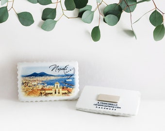 Travel Fridge Magnets Set, Naples Italy, Vesuvius and Gulf of Naples Refrigerator Magnet, Ceramic Tile Magnets, Souvenir and Travel Gifts