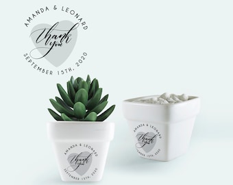 Mini Ceramic Pots, Mini Flower Pots, Mini Pots for Plants and Succulents, Personalized Pots for Wedding Gifts, Wedding Favors, Let Love Grow