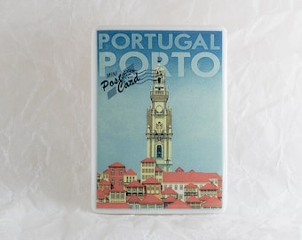 Porto Magnet, Porto Portugal Vintage Advertising, Souvenir Clerigos Church and Tower, Personalized Fridge Magnets, Retro Design
