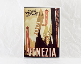 Venedig Italien Magnete Kühlschrankmagnet, Vintage Souvenir der Stadt Venedig, Reise-Souvenir-Magnet, venezianische Keramik, Vintage-Werbung
