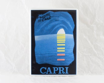 Capri Italy Blue Grotto, 2 Magnets of Capri Island, Capri Faraglioni Fridge Magnets Vintage Illustration, Souvenir Gift for Best Friend