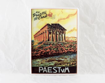 Paestum Kühlschrankmagnete, Erinnerungsmagnet des bezaubernden Paestum, Vintage-Souvenir aus italienischer Keramik, handgefertigte Keramik