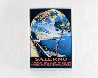 Amalfi, Ravello Souvenirs von der Amafiküste • Keramik-Kühlschrankmagnete von der bezaubernden Küste, Salerno • Vintage-Illustration