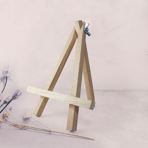 Cavalletto in legno naturale, Cavalletti da Tavolo, Segnatavolo Sposa, Segnaposto Matrimonio, Battesimo, Supporto per Foto