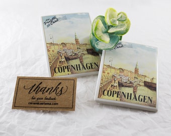 Copenhagen Magnet, Copenaghen Danemark Fridge Magnets, Door Magnet, Retrò Souvenir, Vintage Advertising of Copenaghen, Custom Magnets