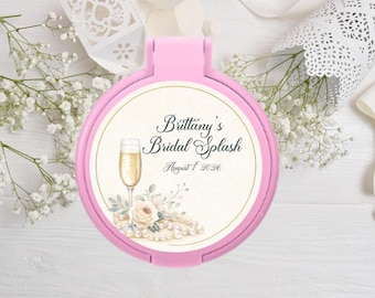 Pearls & Prosecco Compact Mirror Bridal Shower Favor: Champagne Theme