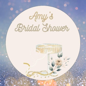 Pearls & Prosecco Party Favor Stickers: Bridal Shower, Bachelorette Decor