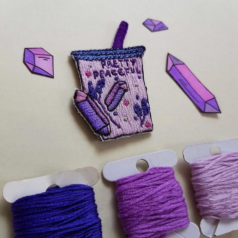 Pretty Peaceful Hand-embroidered Sew-on Patch
