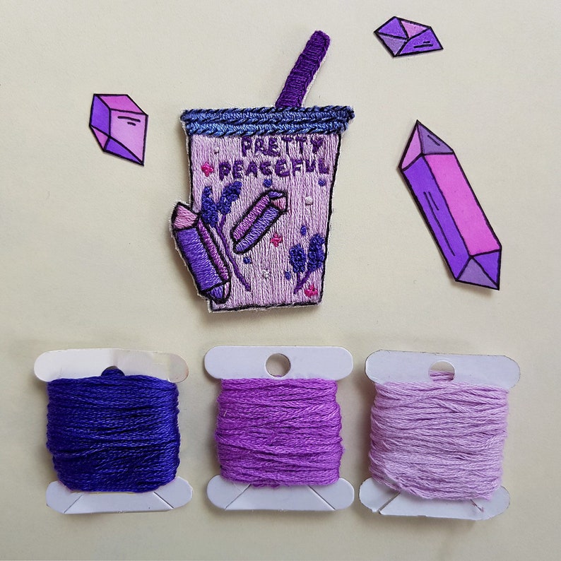 Pretty Peaceful Hand-embroidered Sew-on Patch