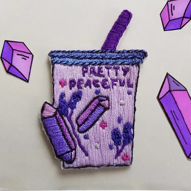 Pretty Peaceful Hand-embroidered Sew-on Patch