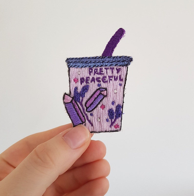 Pretty Peaceful Hand-embroidered Sew-on Patch