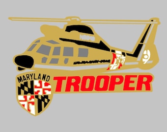 Maryland State Trooper Pin VIP Multi-colored Hand Assembled Vinyl Decal Window Sticker