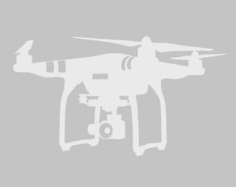 May include: A white drone with four propellers and a camera mounted on the bottom.