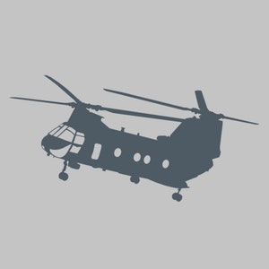 CH-46 Helicopter Silhouette Vinyl Decal One Color ANY COLOR! Window Sticker