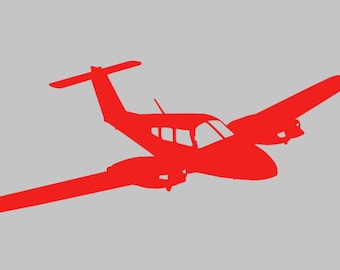 PA-44 Airplane Twin Engine Silhouette Vinyl Decal One Color ANY COLOR! Window Sticker