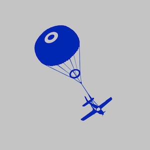 Cirrus SR-22 Airplane Under Chute Airplane Silhouette Vinyl Decal- One Color ANY COLOR! Window Sticker