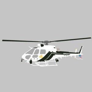 H125 / AS350 Helicopter in San Bernardino County Sheriffs Livery 40 King Hand Assembled Multi-colored Vinyl Decal Window Sticker