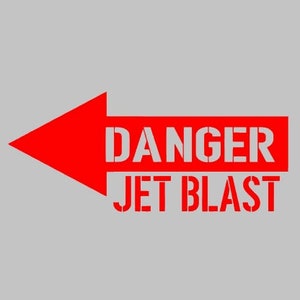 DANGER Jet Blast Silhouette Vinyl Decal! Aviation Airplane Helicopter Window Sticker